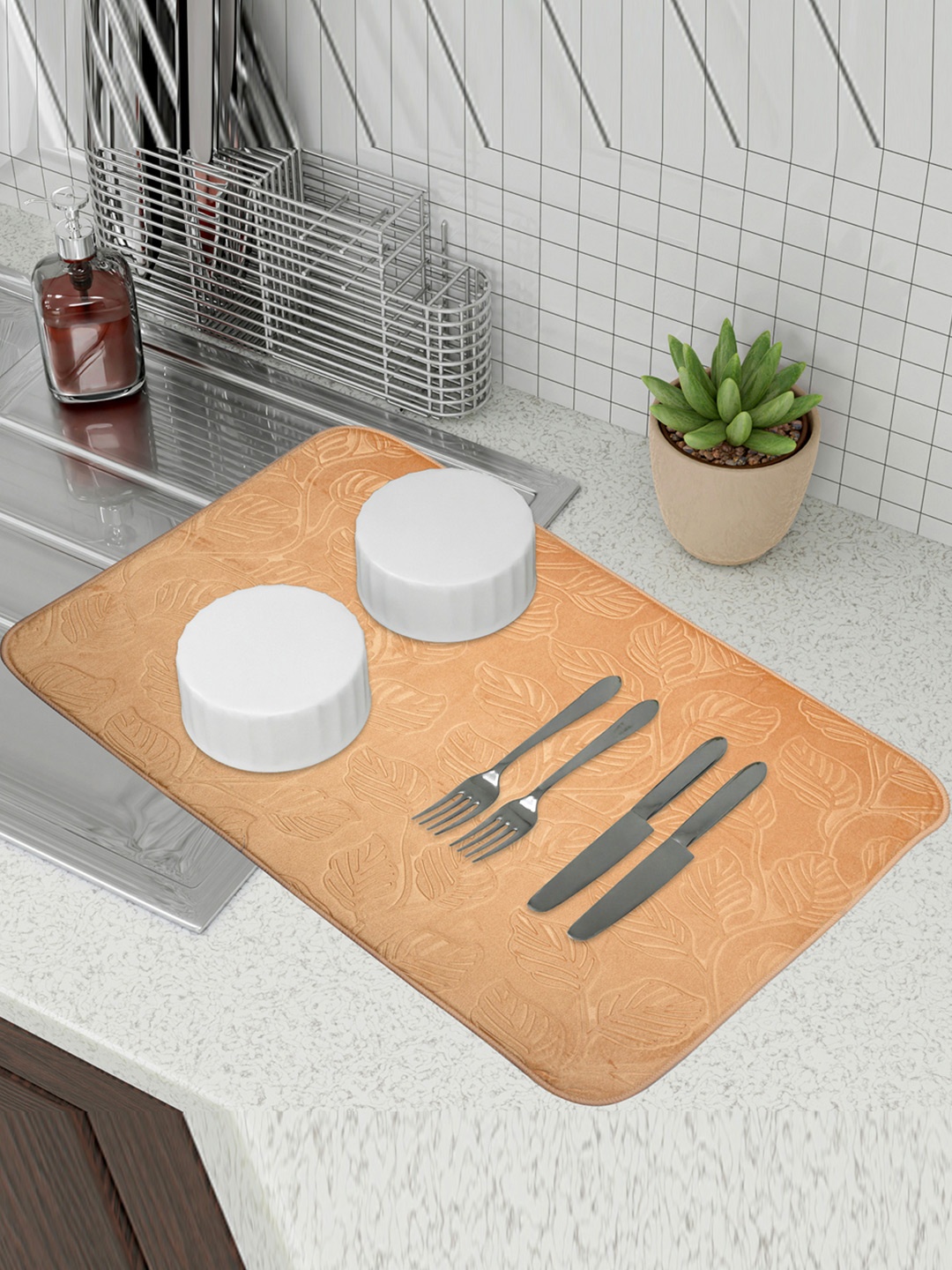 

Kuber Industries Gold Toned Kitchen Self Drying Microfiber Table Placemat