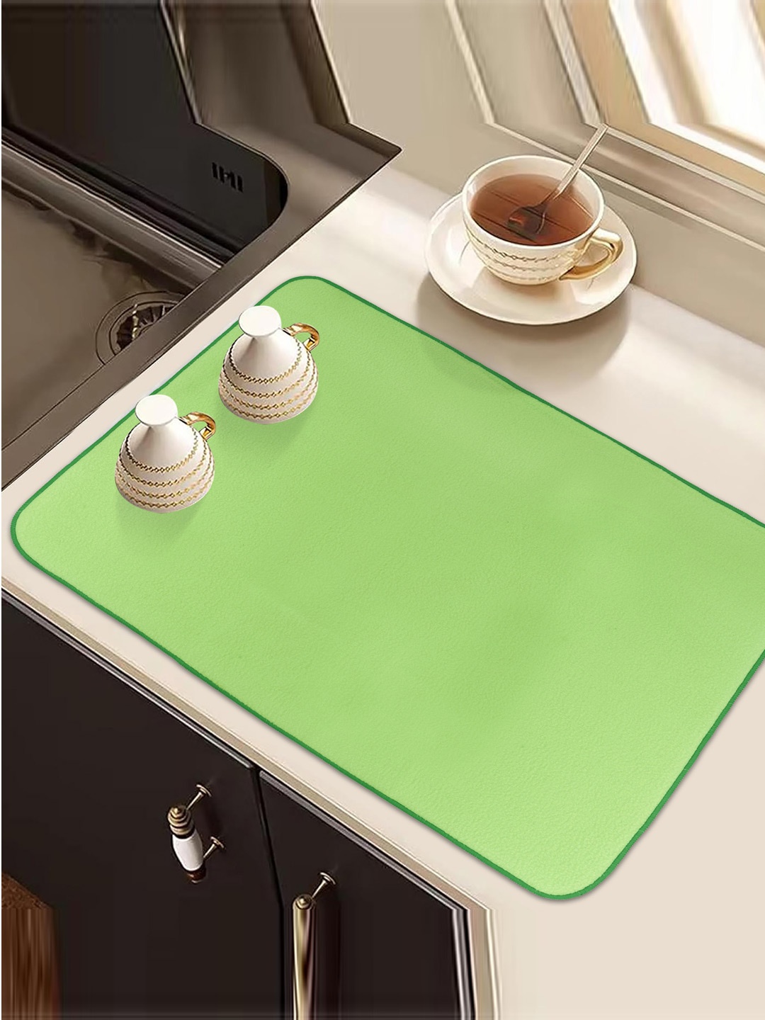 

Kuber Industries Green & Pink 2 Pieces Kitchen Self Drying Microfiber Table Placemats