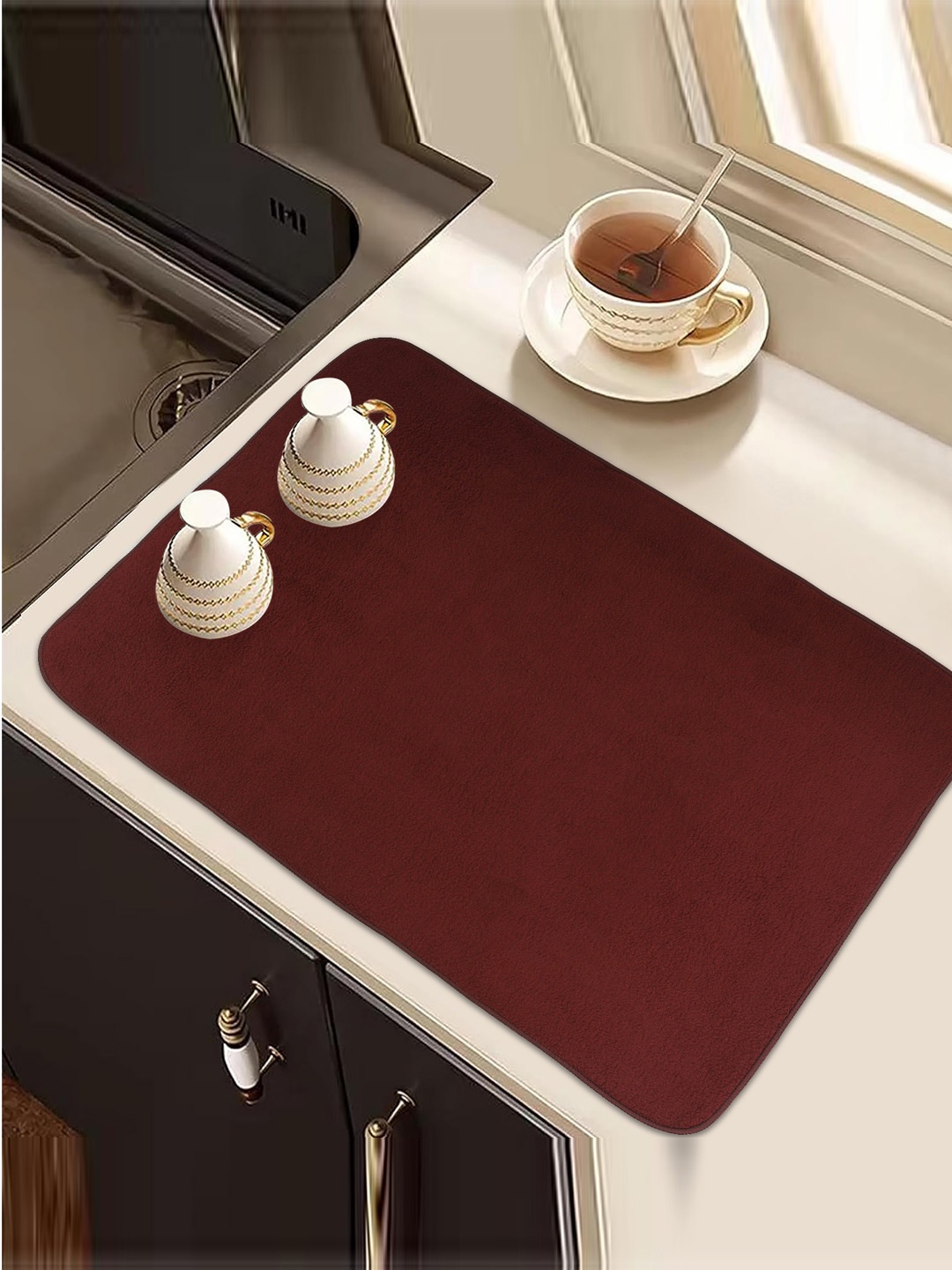 

Kuber Industries Maroon & Green 3 Pieces Kitchen Self Drying Microfiber Table Placemats