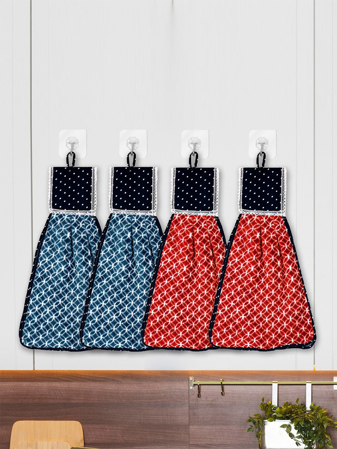 

Kuber Industries Blue 4 Pieces Printed Washbasin Hanging Napkin Kitchen Towel with Ties