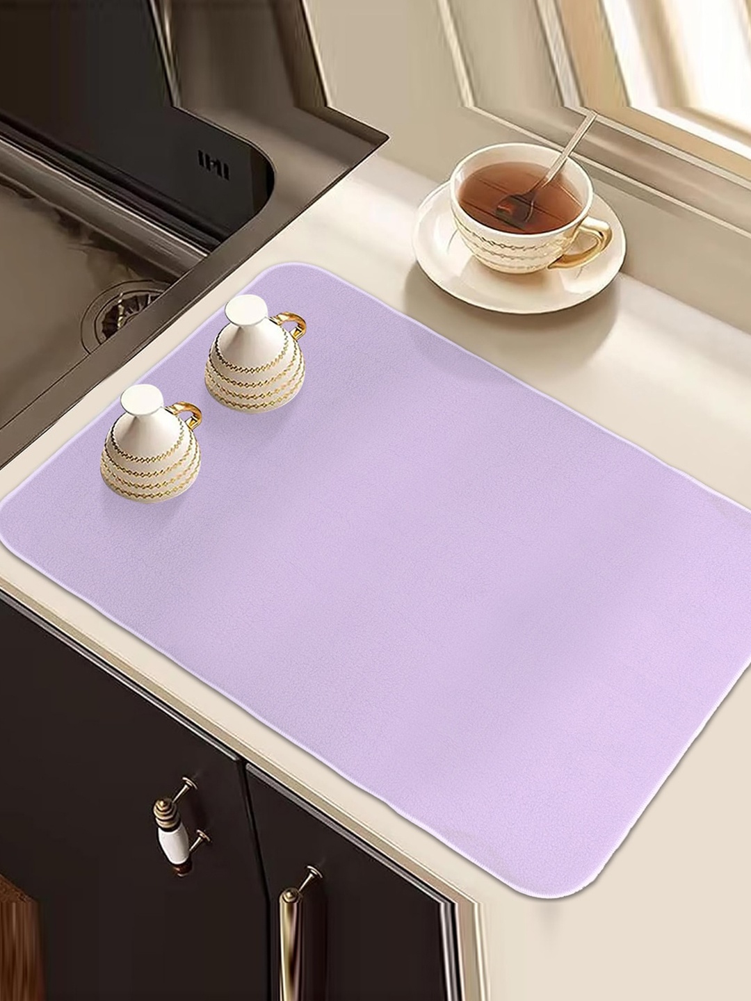 

Kuber Industries Purple 3 Pieces Microfiber Rectangular Table Placemats