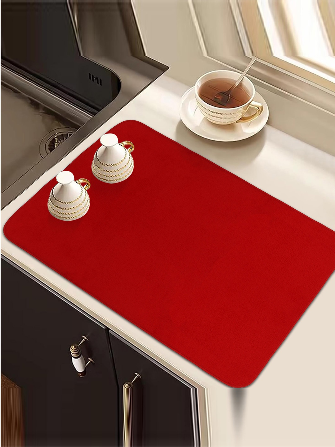 

Kuber Industries Red 3 Pieces Kitchen Self Drying Microfiber Table Placemats
