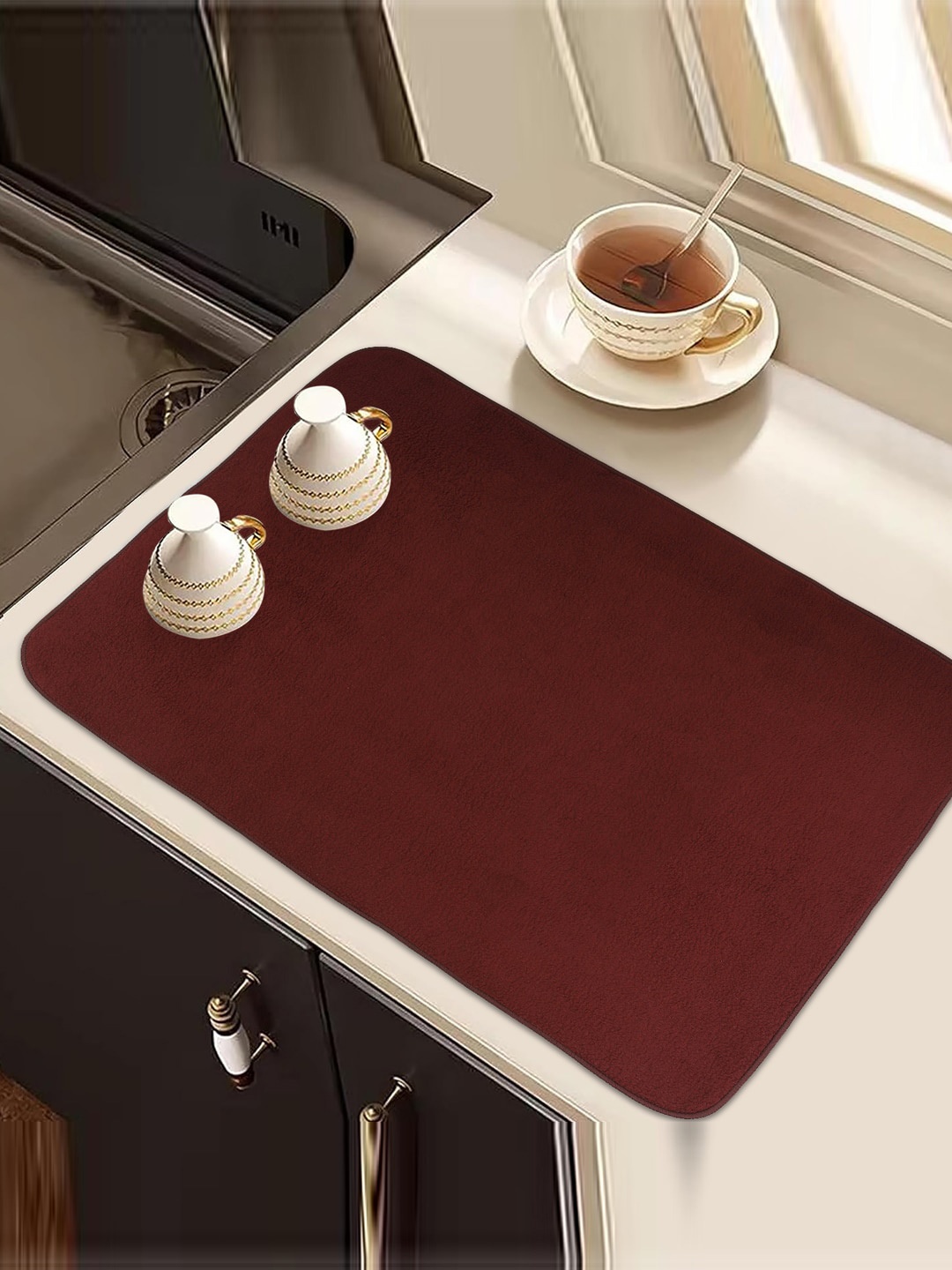 

Kuber Industries Maroon & Blue 2 Pieces Rectangle Table Placemats