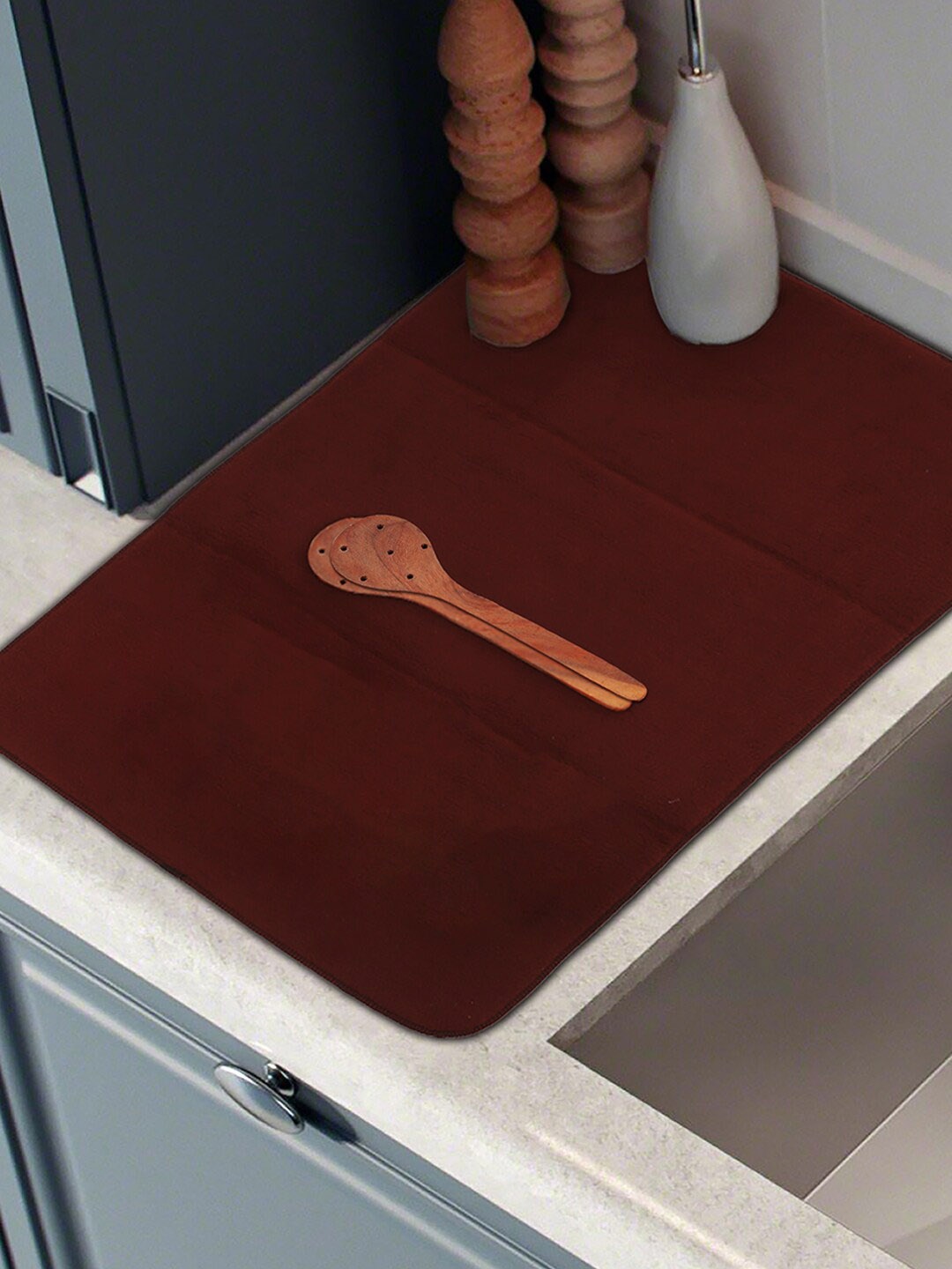 

Kuber Industries Maroon & Brown 2 Pieces Rectangular Table Placemats