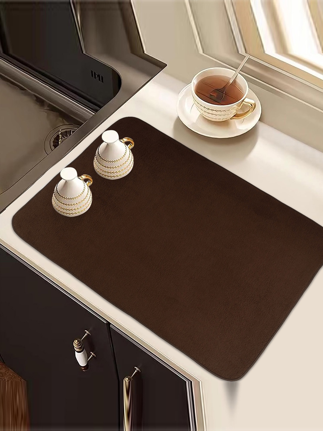 

Kuber Industries Green & Brown 2 Pieces Kitchen Self Drying Microfiber Table Placemats