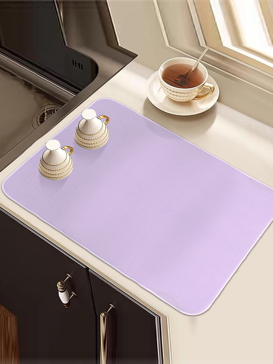 

Kuber Industries Purple & Green 2 Pieces Rectangular Dish Dry Mats