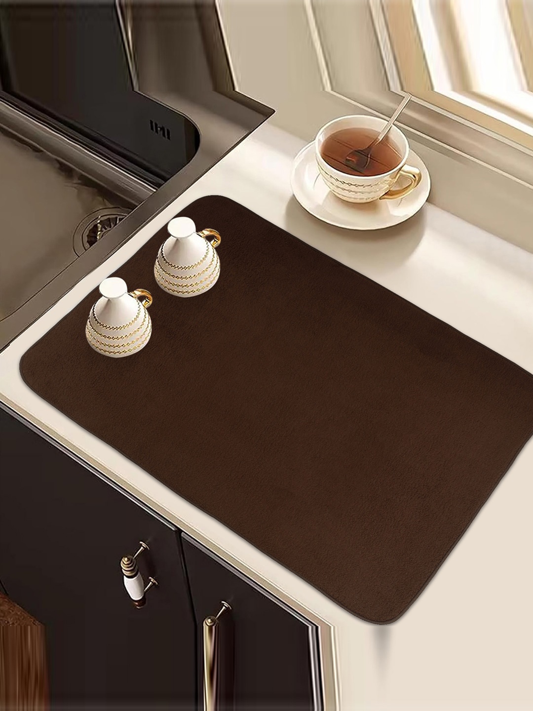 

Kuber Industries Brown 3 Pieces Self Drying Microfiber Kitchen Table Placemats
