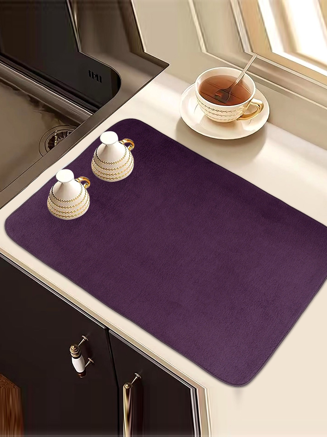 

Kuber Industries 2 Pcs Purple & Blue Rectangle Dish Drying Placemats