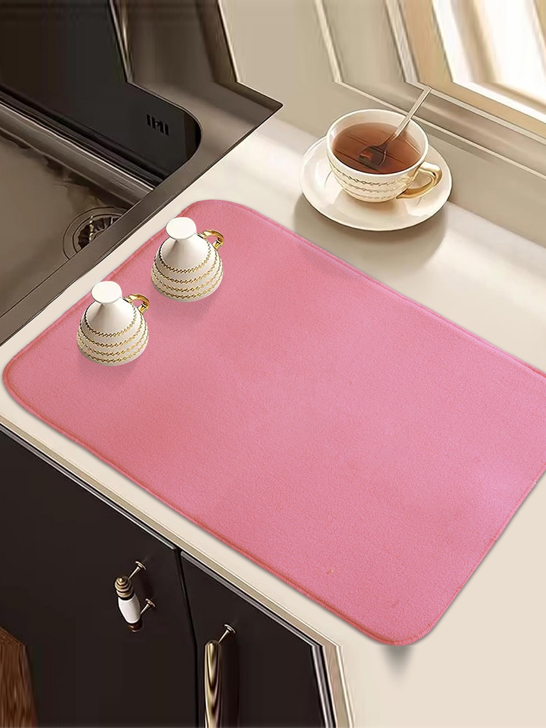 

Kuber Industries Pink 3 Pieces Kitchen Self Drying Microfiber Table Placemats