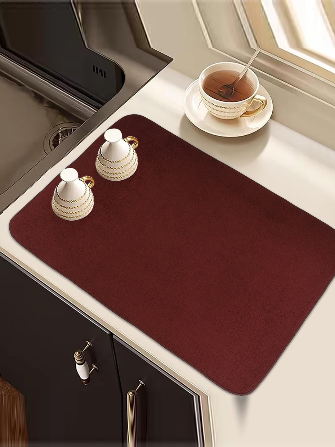 

Kuber Industries 2 Pcs Maroon Rectangle Dish Drying Placemats