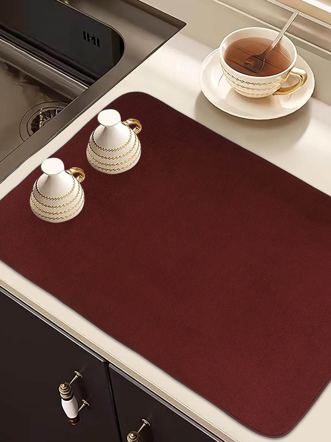 

Kuber Industries Maroon 3 Pieces Rectangular Table Placemats