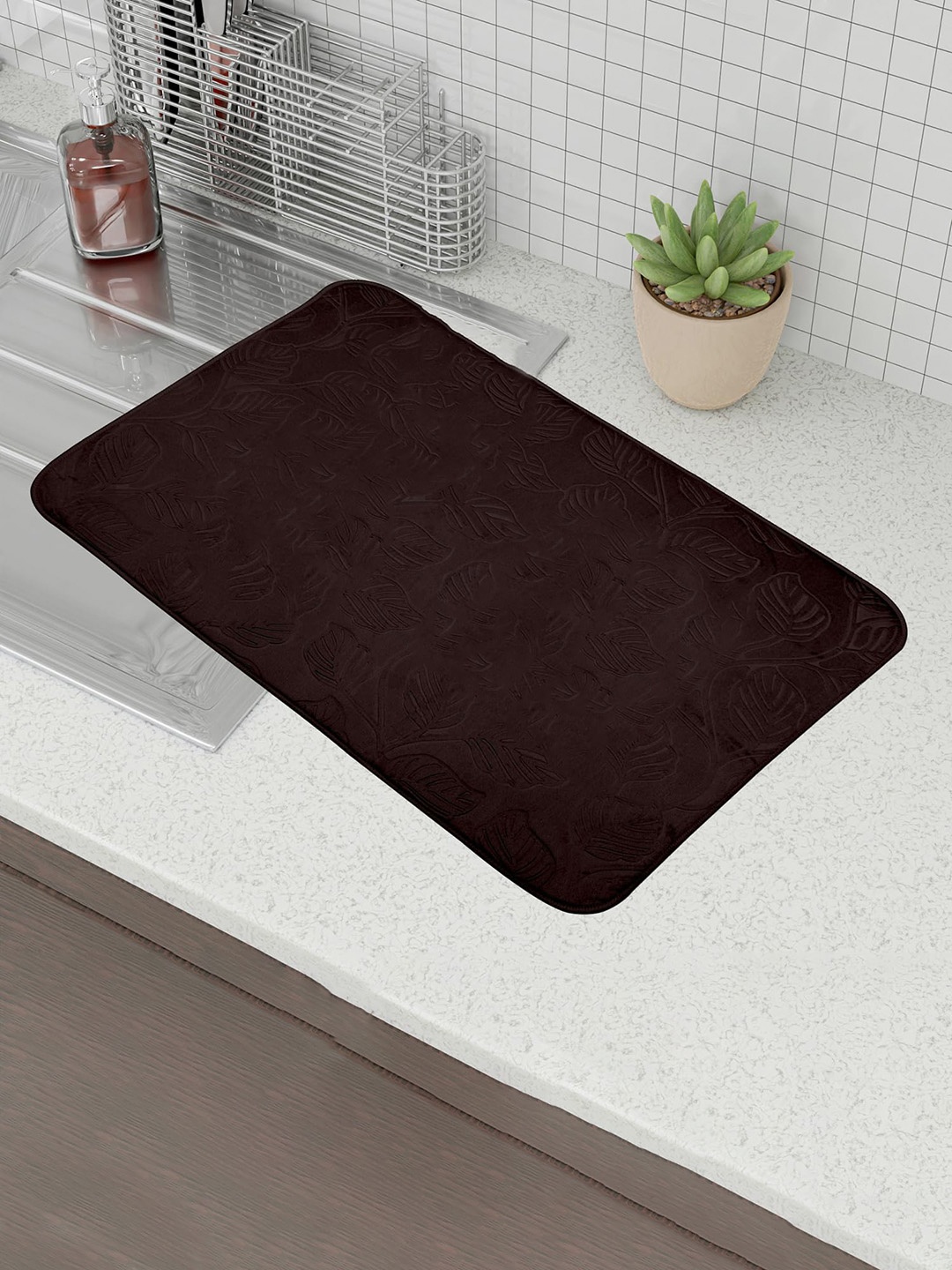

Kuber Industries 2 Pcs Brown & Blue Rectangle Dish Drying Placemats