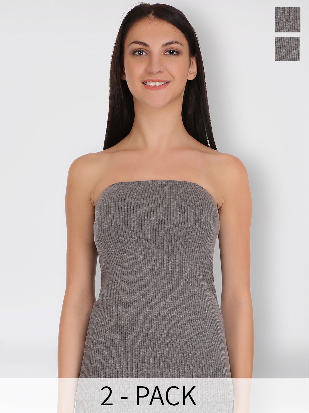 

SELFCARE Pack Of 2 Sleeveless Cotton Thermal Tops, Charcoal