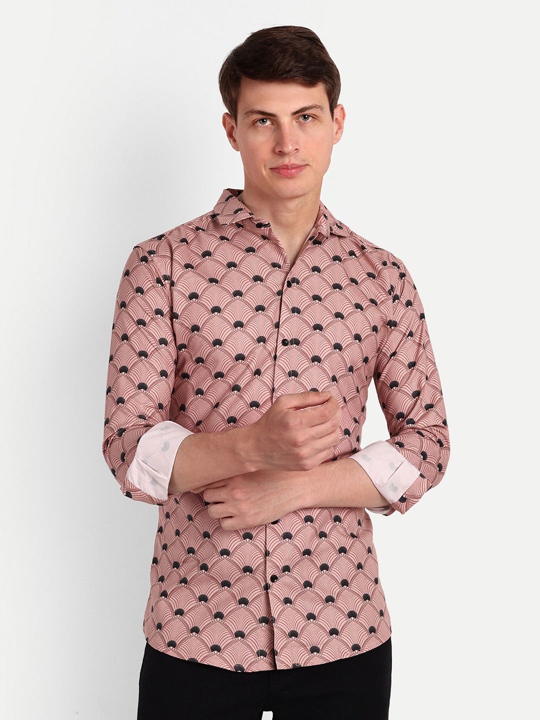 

COLORWINGS Comfort Slim Fit Conversational Printed Casual Shirt, Pink