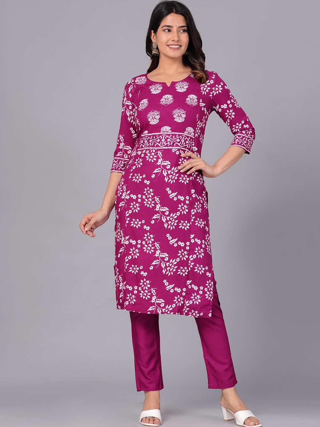 

KALINI Floral Printed Kurta with Trousers, Pink