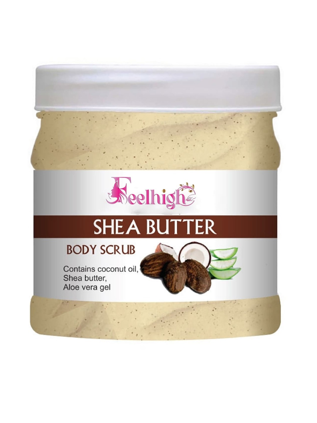 

FEELHIGH Shea Butter Scrub With Shea Butter & Coconut Oil For Anti-Ageing - 500ml, Multi