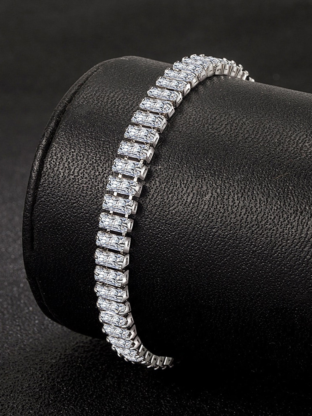 

MYKI Women Silver-Plated Cubic Zirconia Wraparound Bracelet