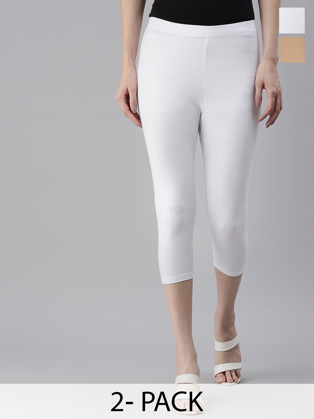 

Kryptic Pack Of 2 Capri Length Leggings, White