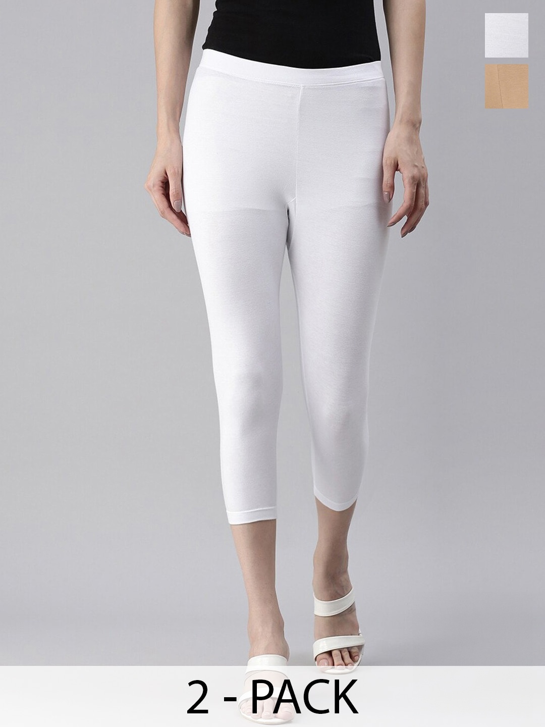 

Kryptic Pack Of 2 Capri Length Leggings, White