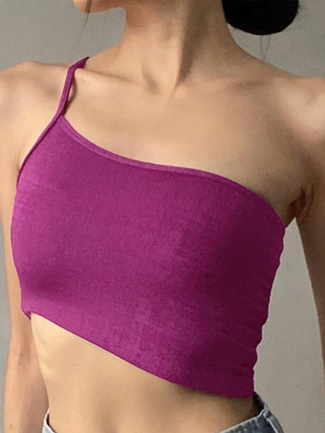 

StyleCast Purple One Shoulder Fitted Crop Top
