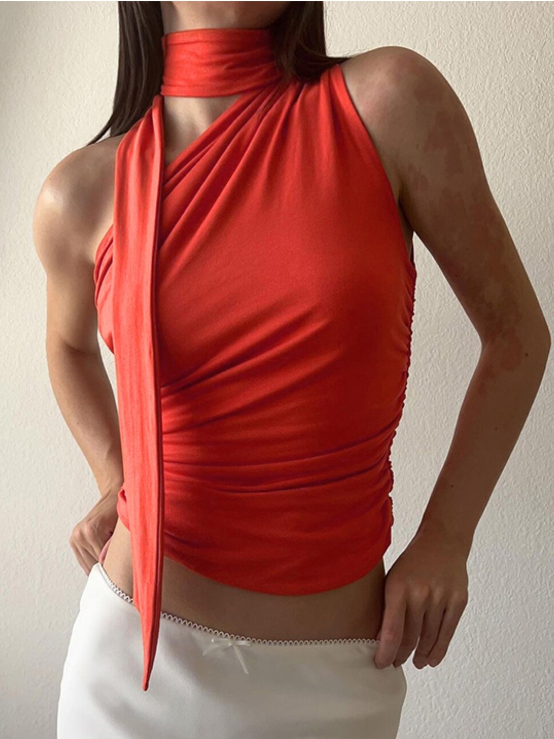 

StyleCast Orange One Shoulder Sleeveless Top