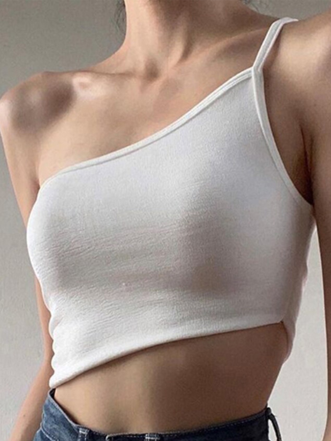 

StyleCast One Shoulder Fitted Crop Top, White
