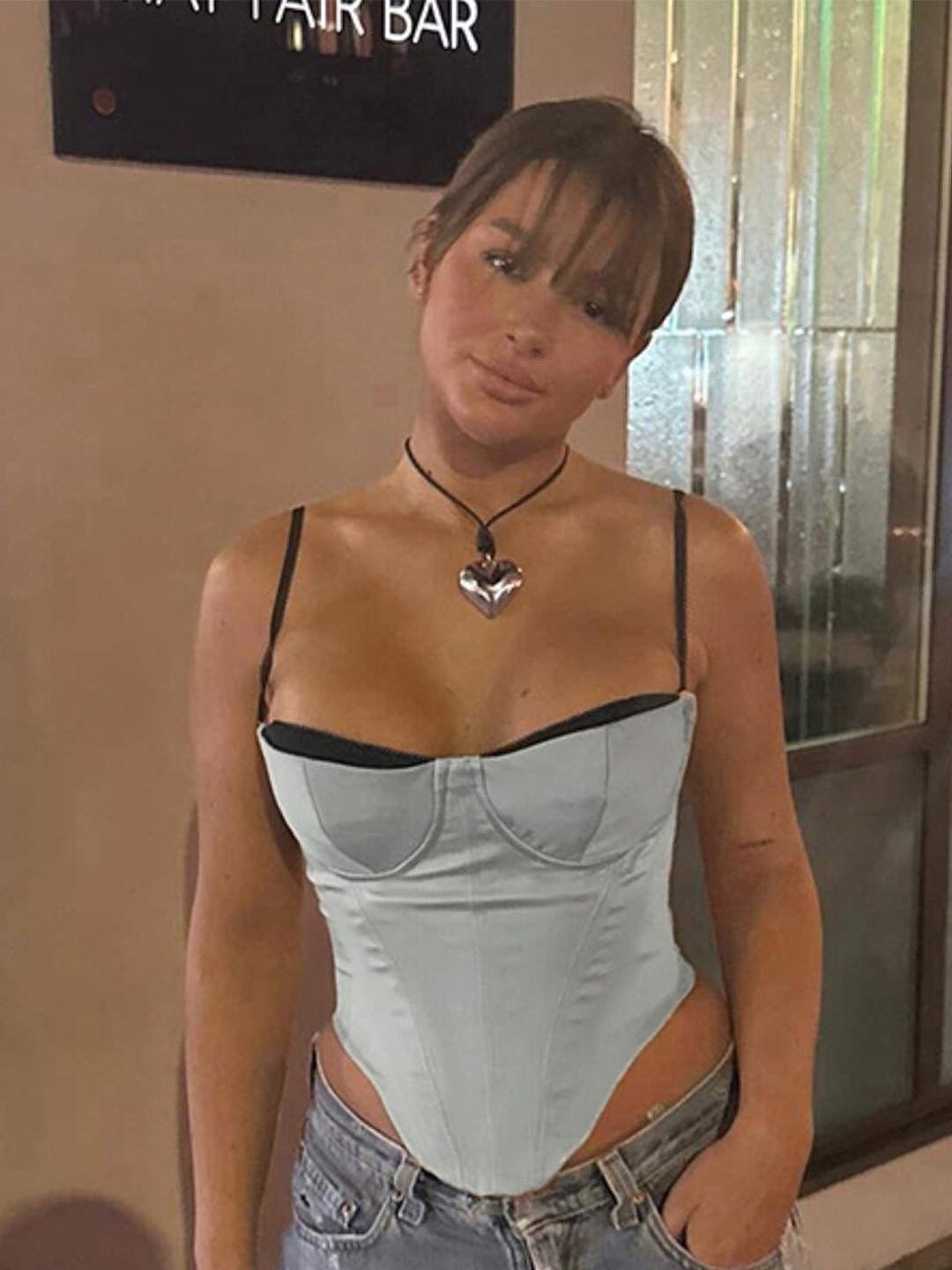 

StyleCast Grey Shoulder Straps Crop Top