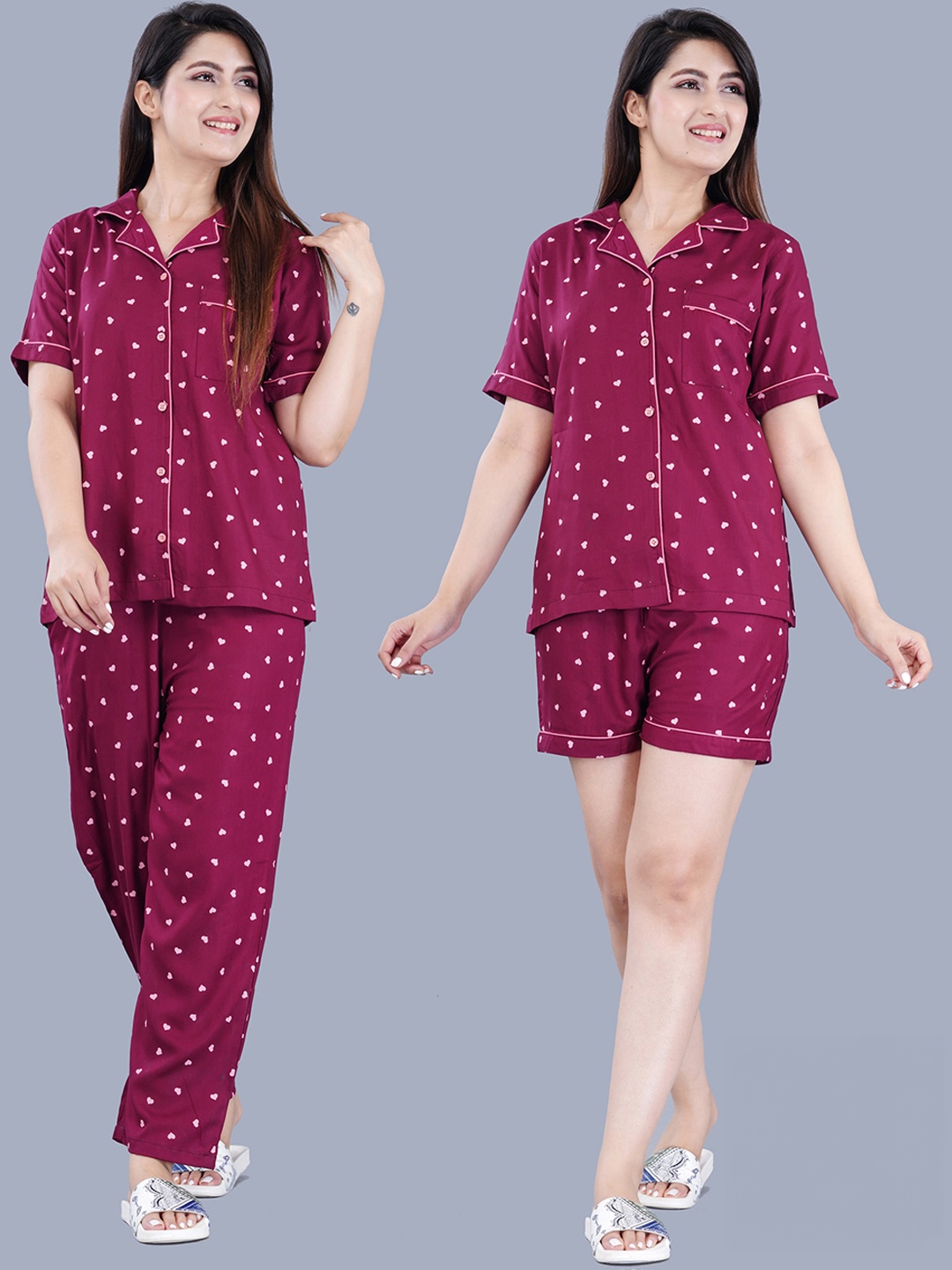 

TREND ME Conversational Printed Shirt & Shorts, Maroon