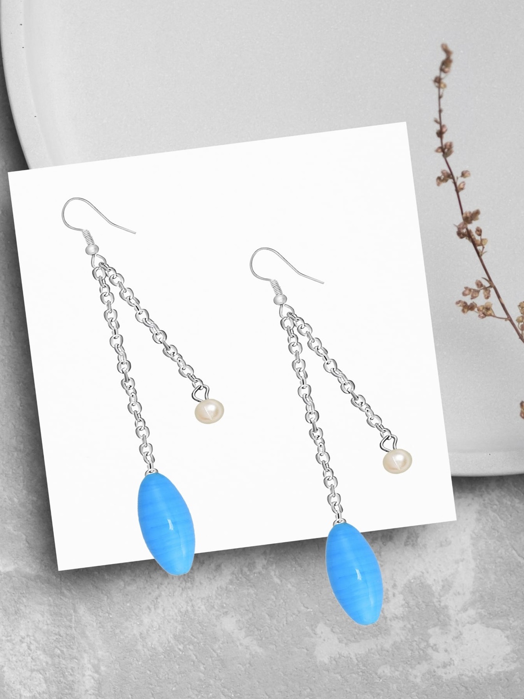 

Mikado Oval Shaped Drop Earrings, Blue