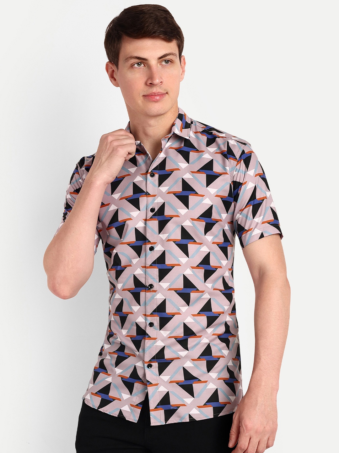 

COLORWINGS Comfort Geometric Printed Casual Shirt, Grey