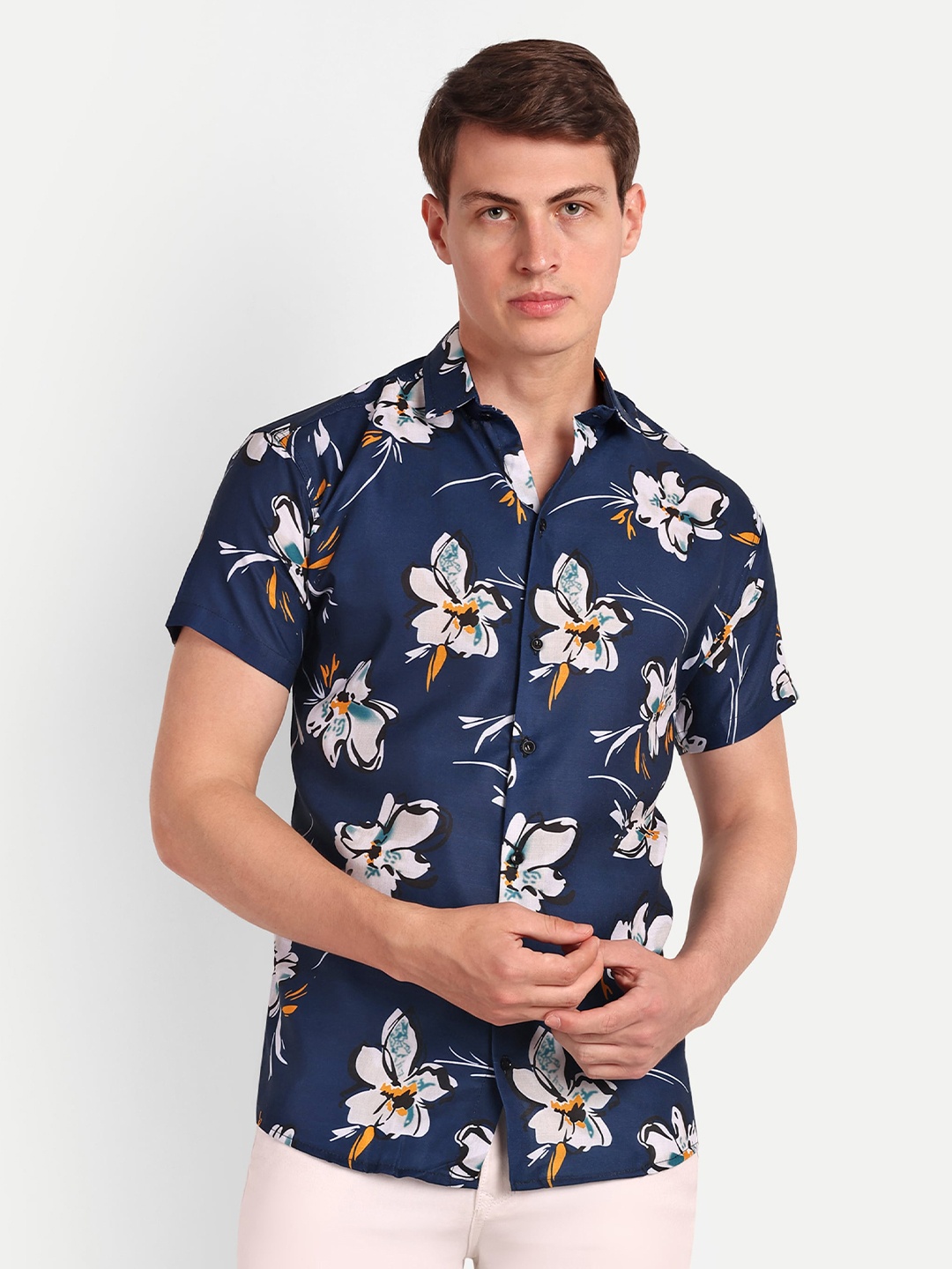 

COLORWINGS Comfort Slim Fit Floral Printed Casual Shirt, Blue