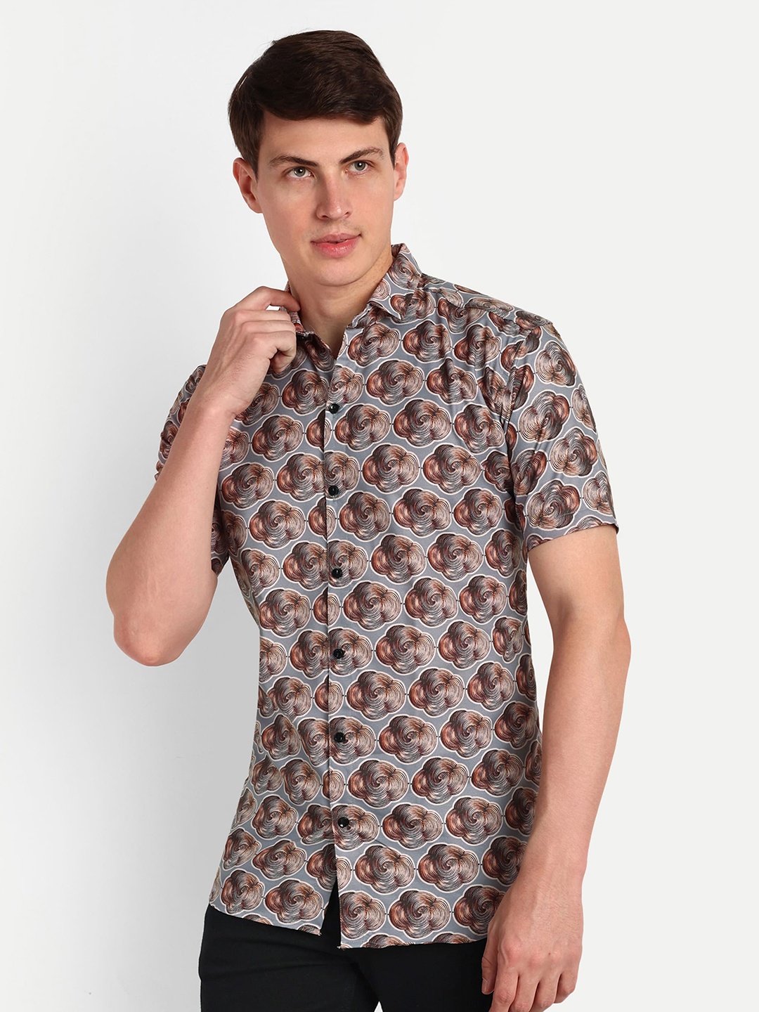 

COLORWINGS Comfort Slim Fit Printed Casual Shirt, Grey
