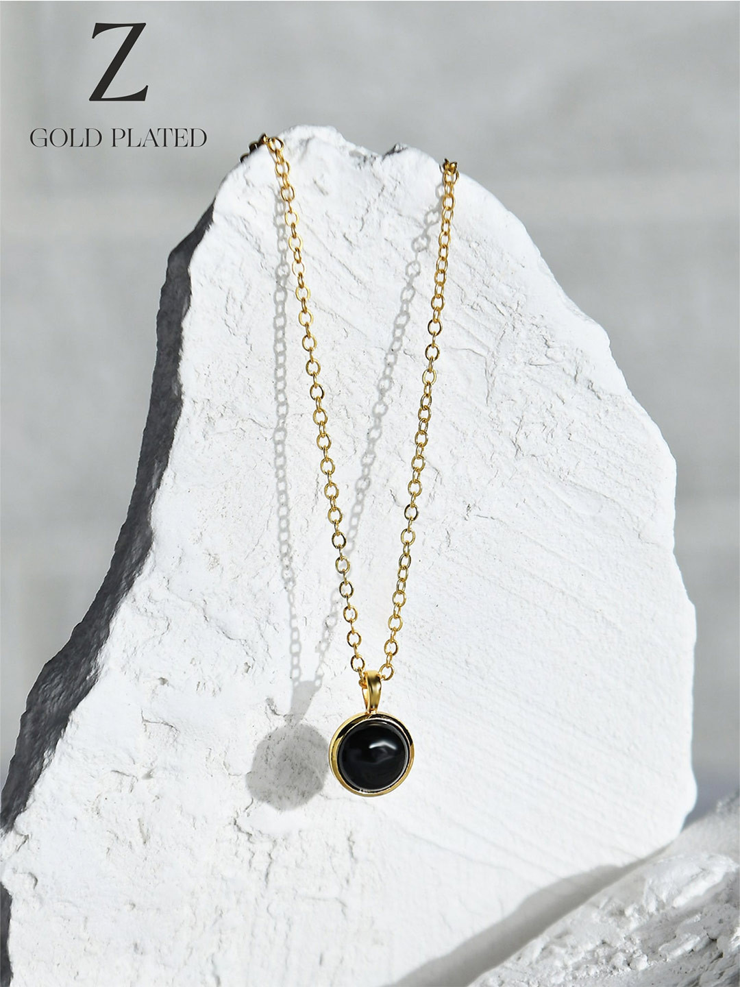 

Accessorize London 14K Gold Plated Z Black Onyx Pendant Necklace