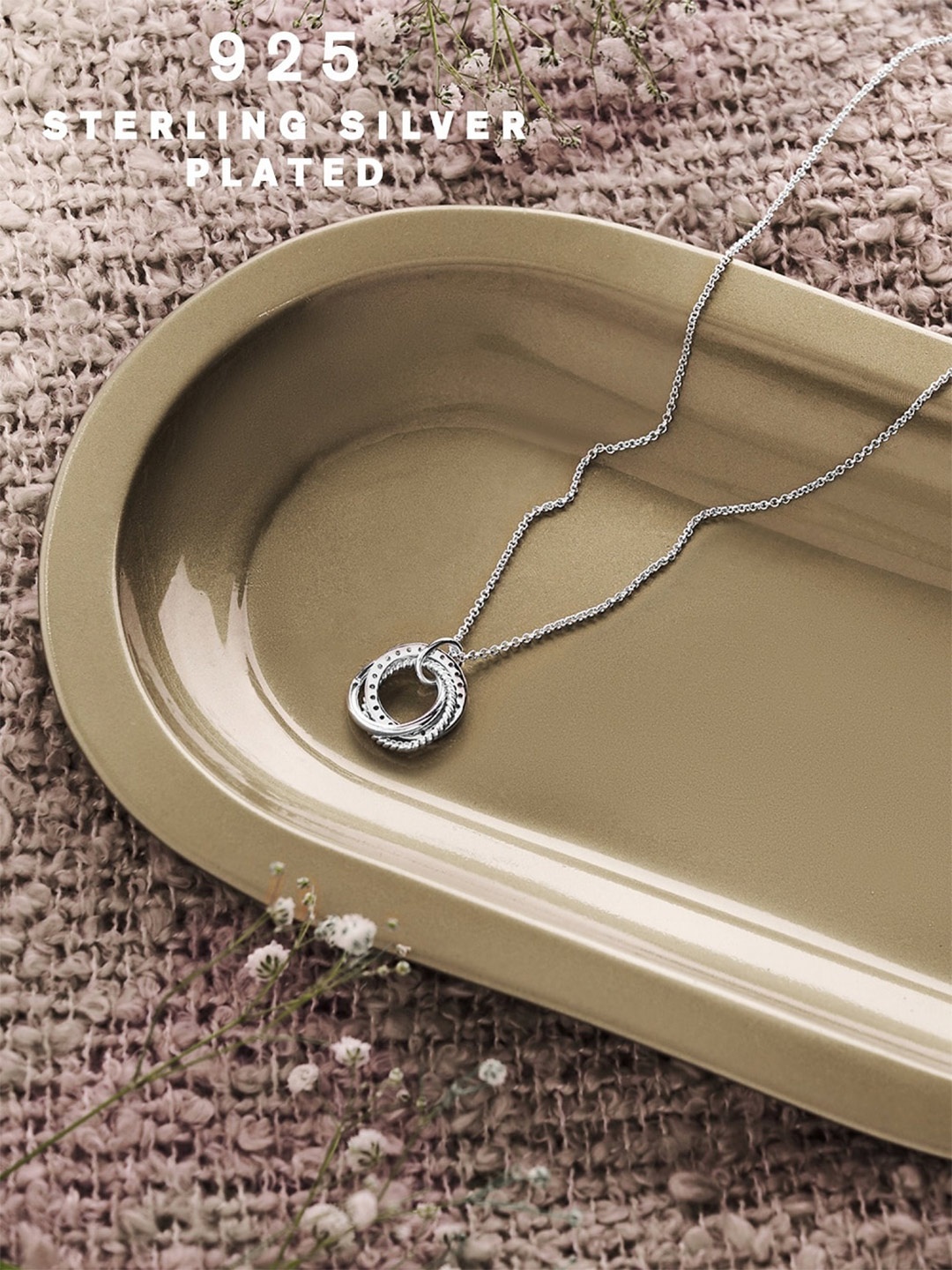 

Accessorize London Women 925 Sterling Silver Plated Sparkle Twist Circle Necklace