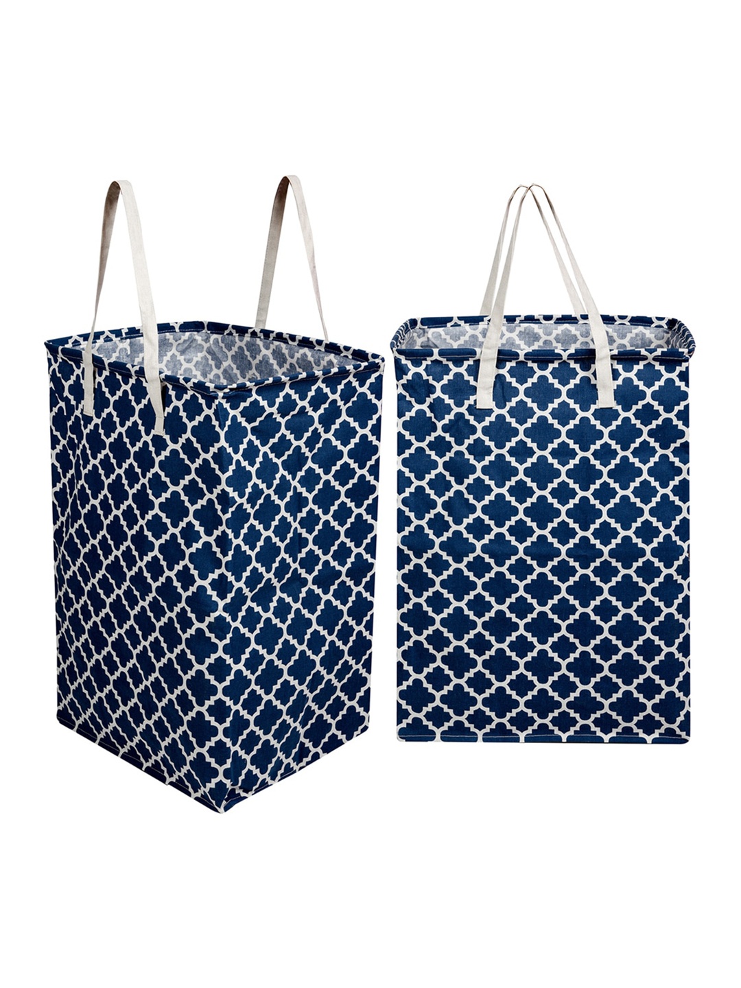 

Kuber Industries 2 Pcs Blue & White Printed Laundry Bags