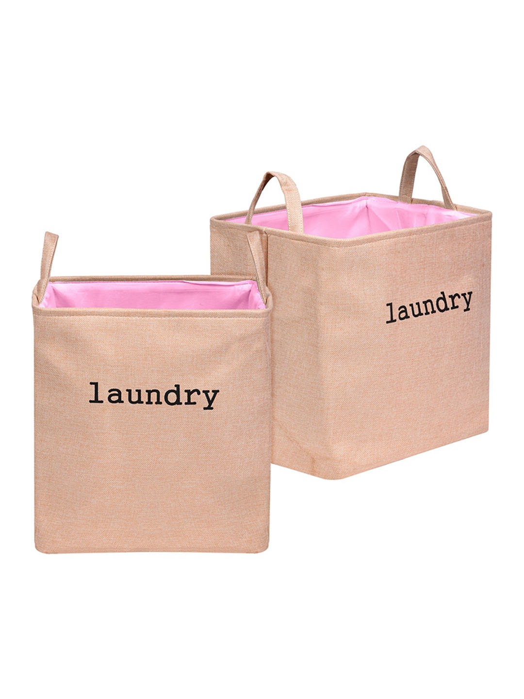 

Kuber Industries 2 Pcs Peach-Coloured Printed Foldable Laundry Bags