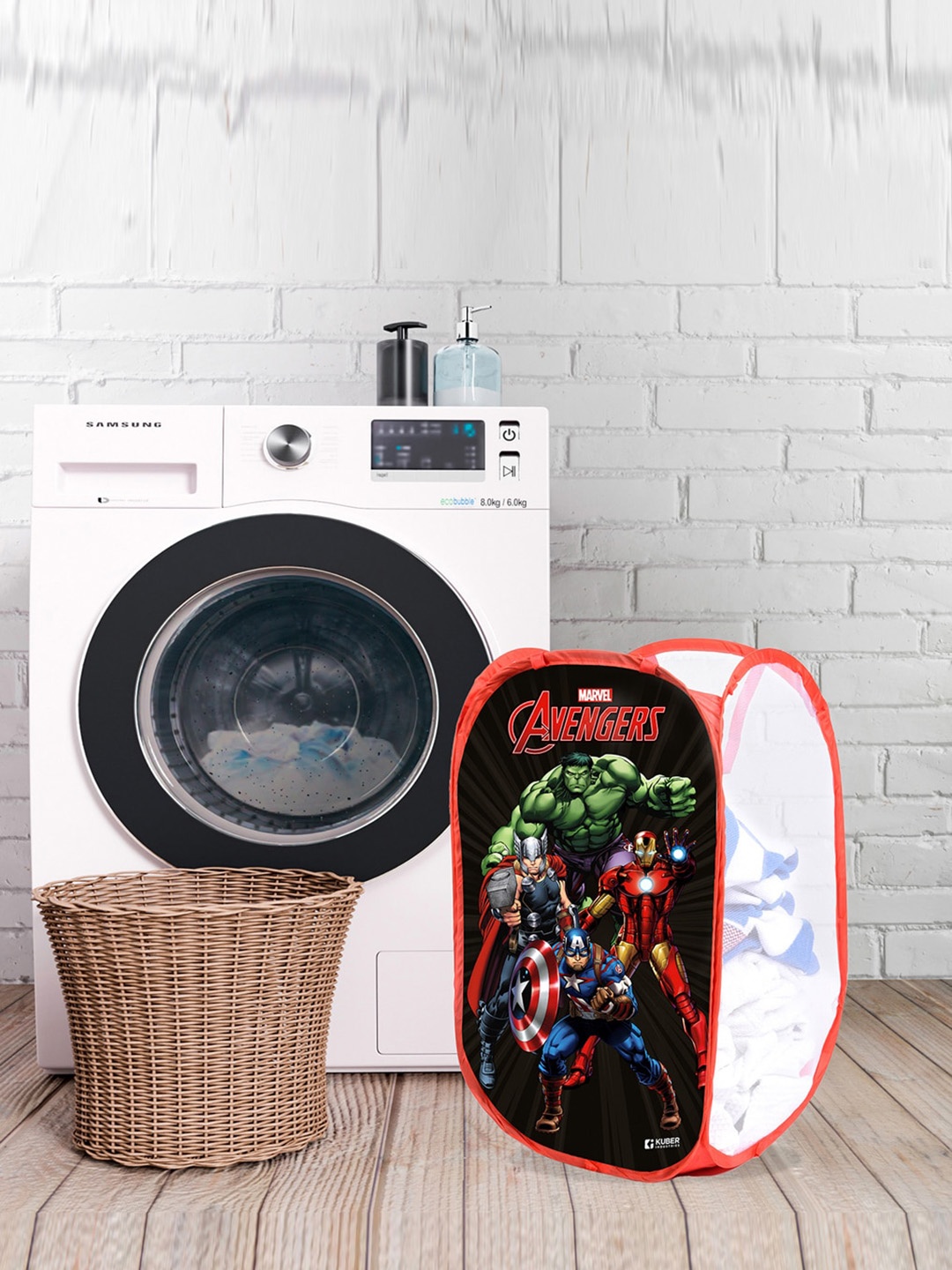 Kuber Industries Marvel Avengers Printed Laundry Basket, Black