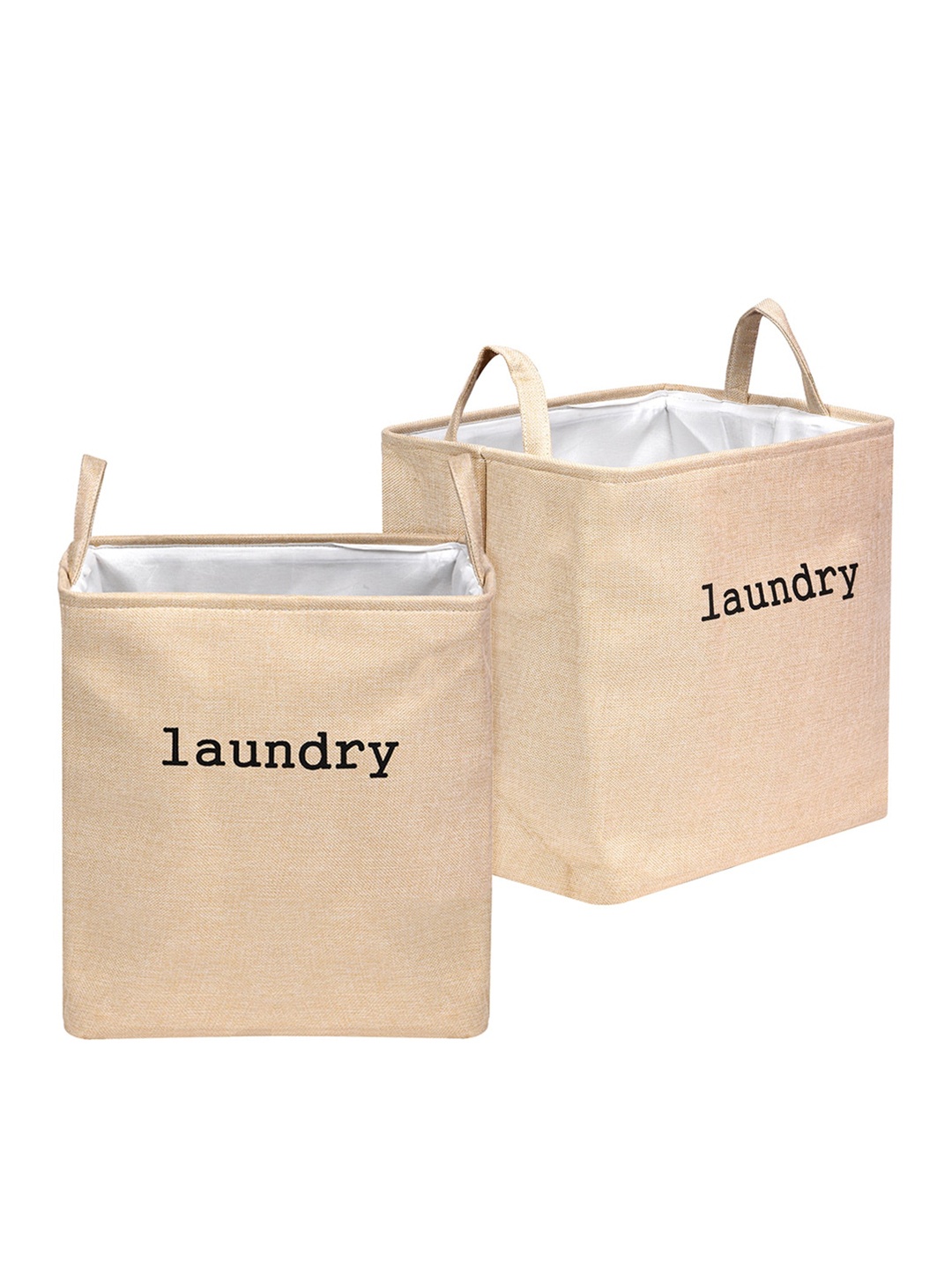 

Kuber Industries Beige 2 Pieces Foldabe Jute Laundry Bag, Gold