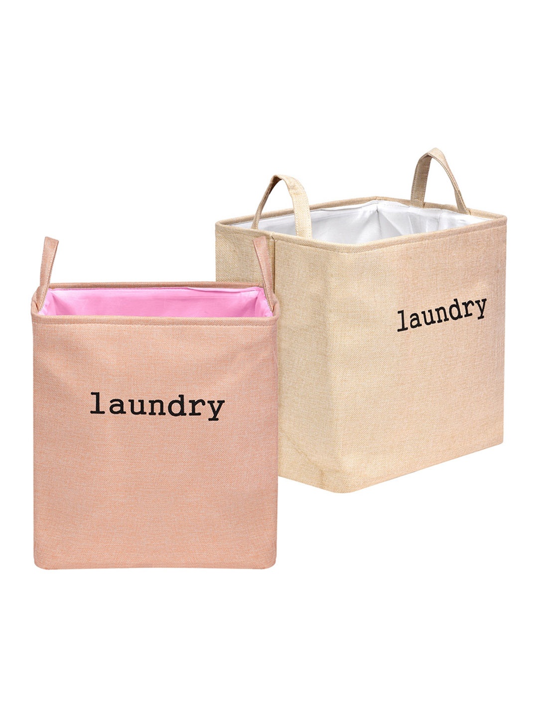 

Kuber Industries Pink & Beige 2 Pieces Printed Laundry Bags