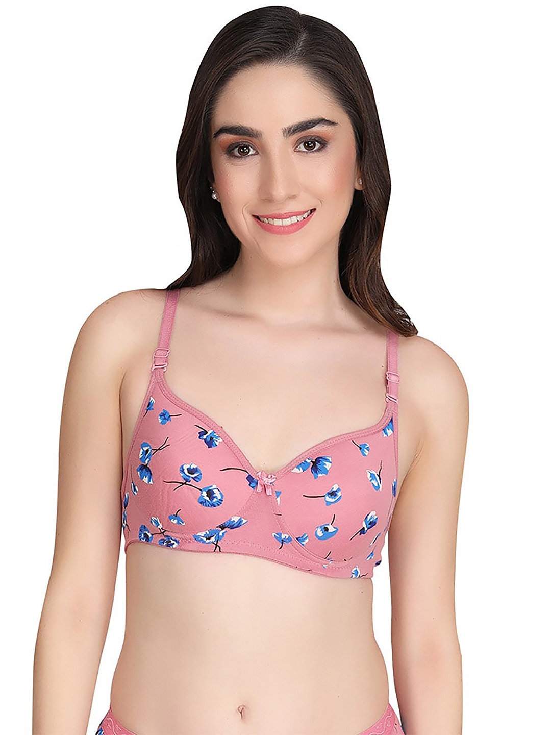 

PIBU Floral Printed 360 Degree Support Full Coverage Minimizer Bra, Pink