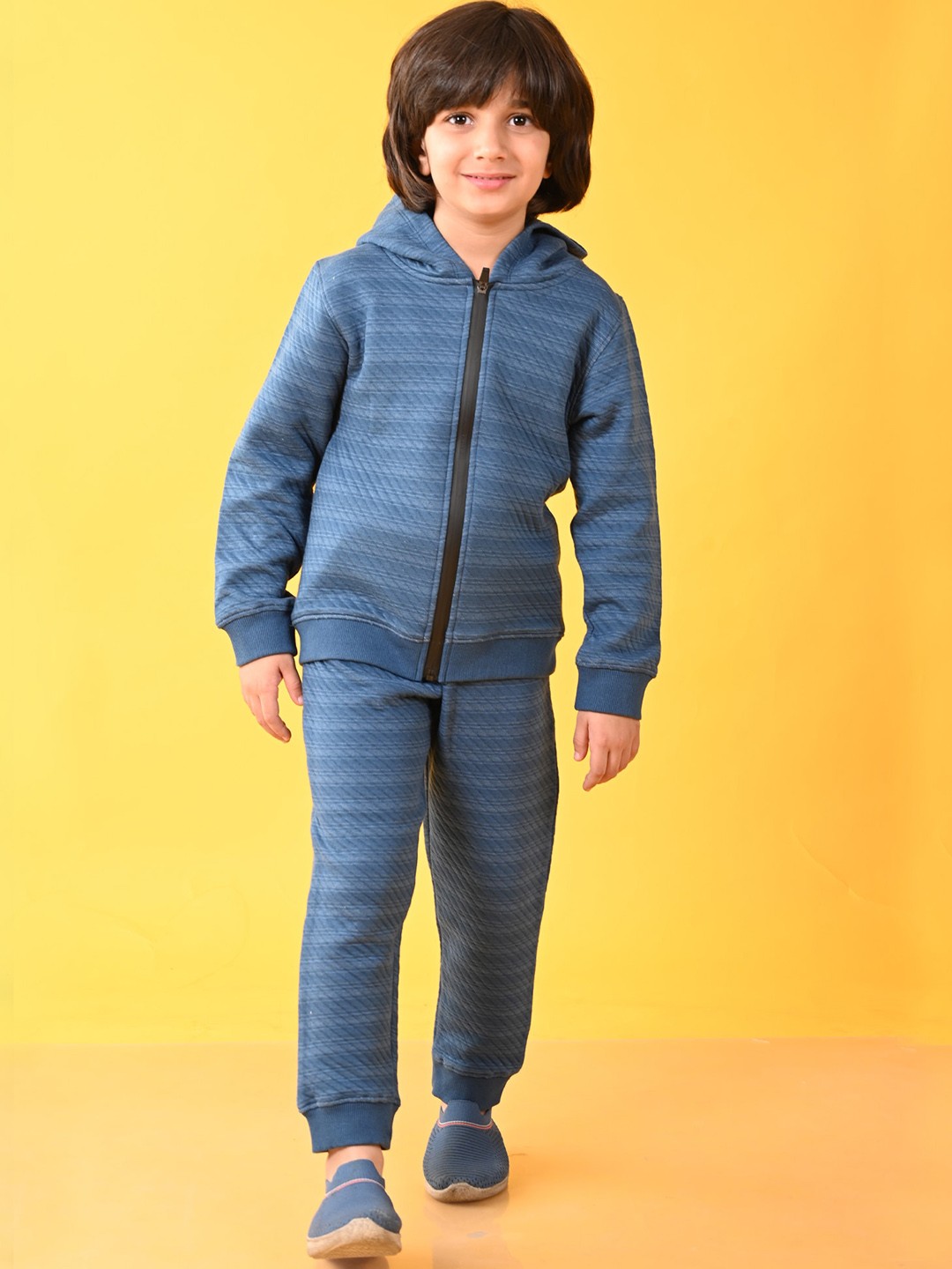 

Anthrilo Boys Striped Fleece Sweatshirt With Jogger, Blue