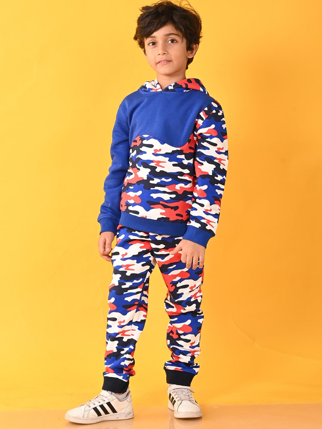 

Anthrilo Boys Abstract Printed Fleece Sweatshirt With Jogger, Blue