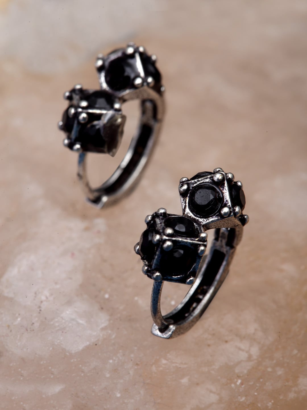 

Sanjog Silver Plated Contemporary Artificial Stones Ear Cuff Oxidised Earrings