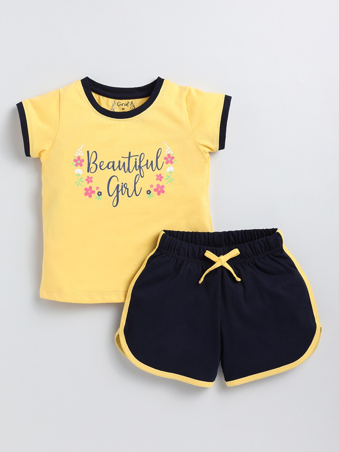 

Ginie Girls Printed Top with Shorts, Yellow