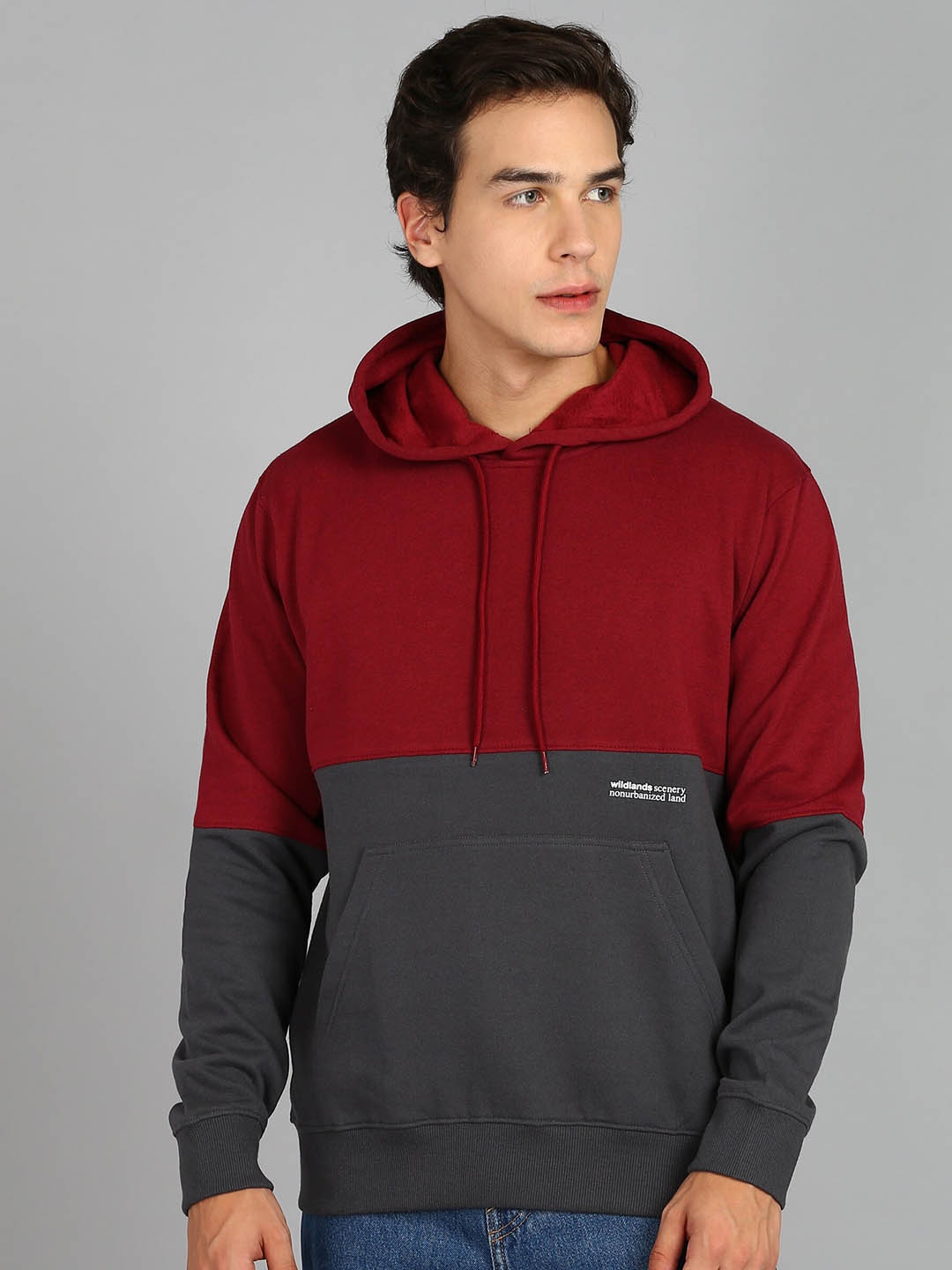 

Metronaut Colourblocked Hooded Sweatshirt, Maroon