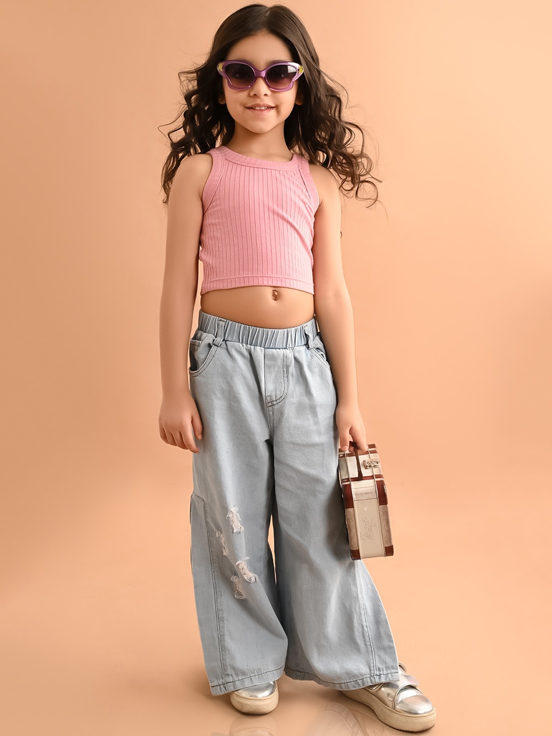 

LilPicks Girls Cotton Tank Crop Top, Pink