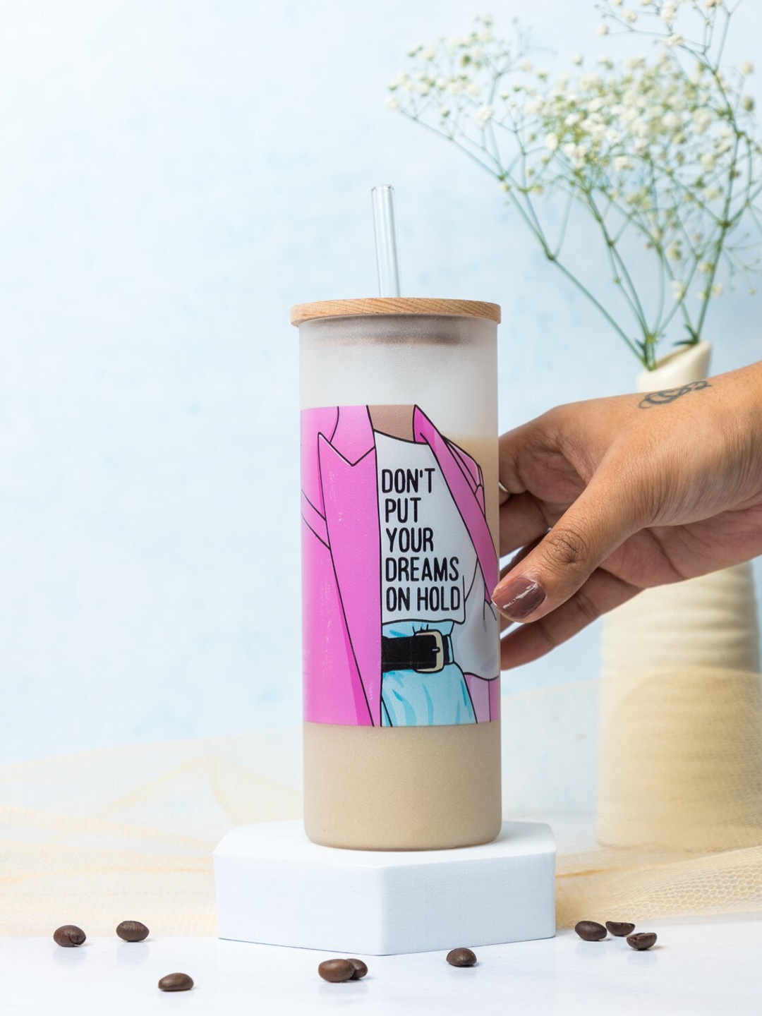 

1219 Avenue Transparent Printed Tall Frosted Tumbler with Straw & Lid