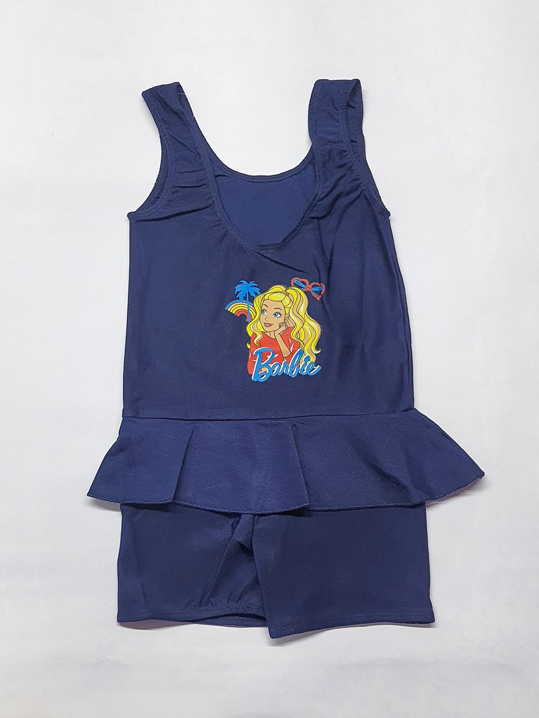 

Apraa & Parma Girls Printed Swimming Dress With Attached Shorts, Navy blue