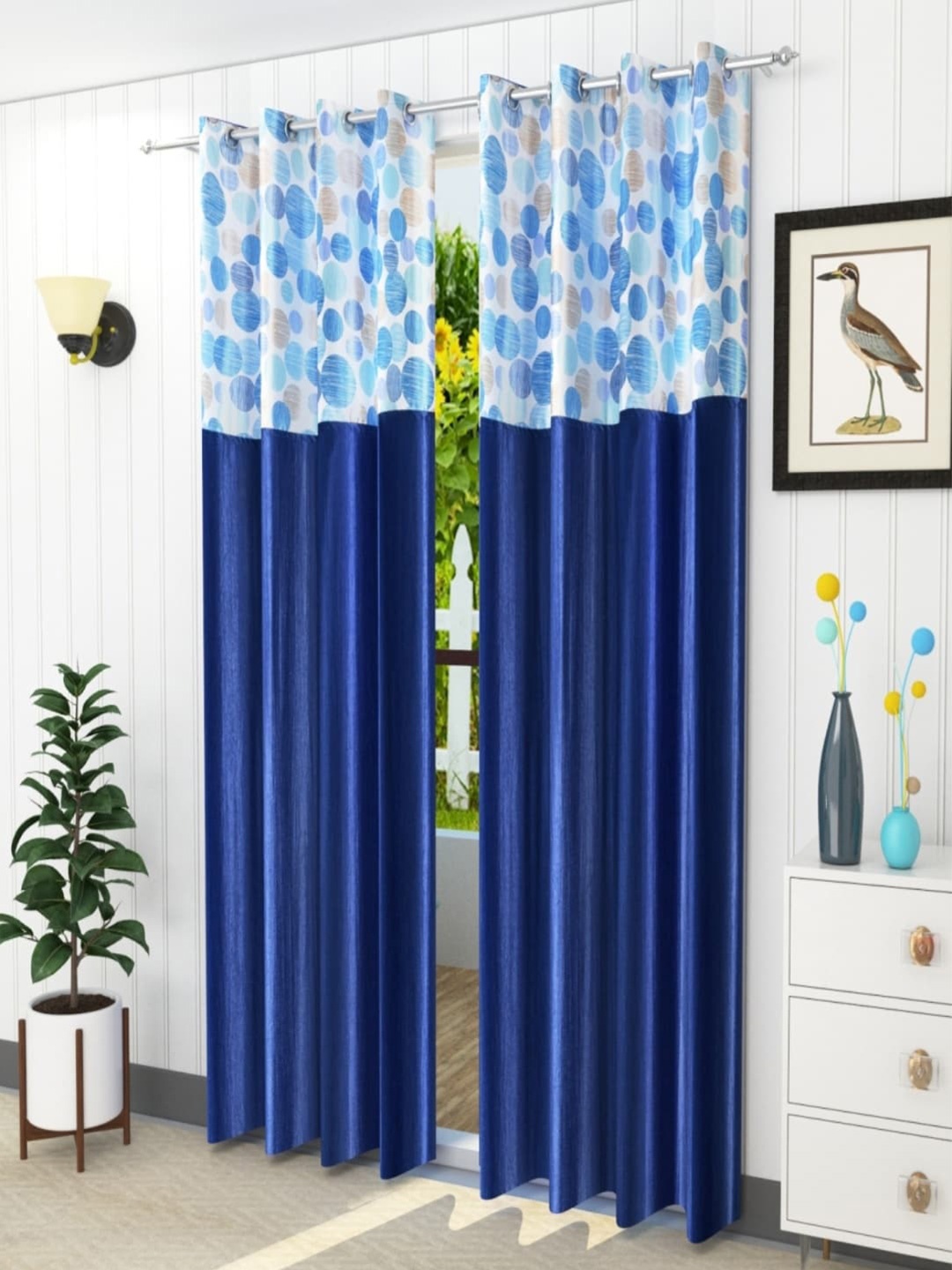 

Homefab India Blue & Navy Blue 2 Pieces Geometric Door Curtains