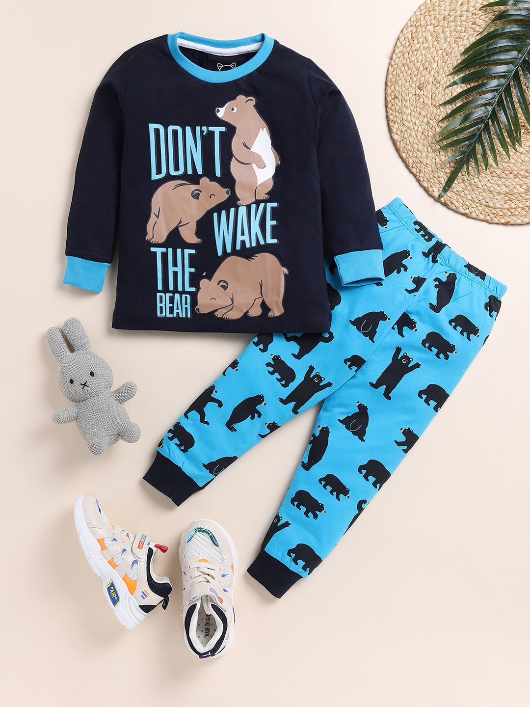 

YK Boys Graphic Printed Night suit, Navy blue